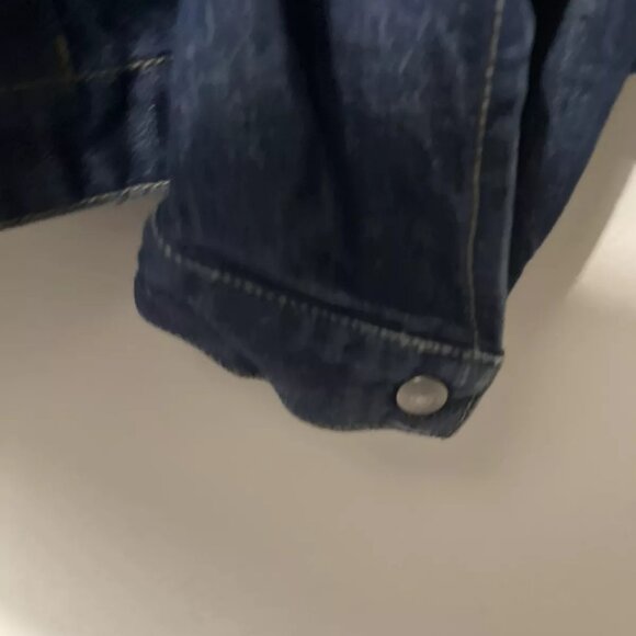 Levis Denim Jacket Womens Large Blue Sherpa Collar Trucker Snap Engineered VTG - Picture 9 of 12